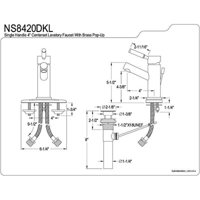 Kingston Water Onyx Black Nickel finish Single Handle Bathroom Faucet NS8420DKL