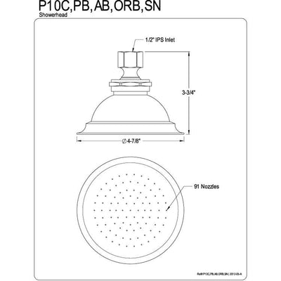 Kingston Brass Showerheads Chrome 4-7/8" Shower Head P10C