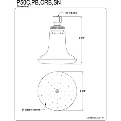 Kingston Brass Showerheads Chrome 5-1/4" Ceramic Shower Head P50C