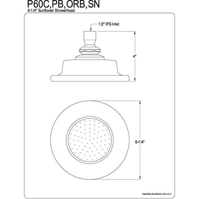 Kingston Brass Showerheads Polished Brass 6-1/4" Sunflower Shower Head P60PB