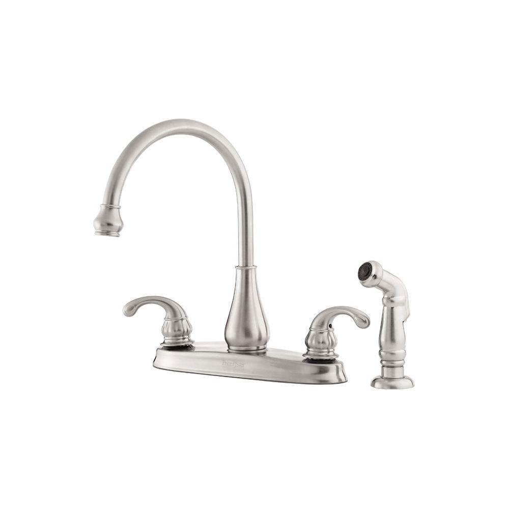 Pfister GT36-4DSS Treviso 2-Handle Kitchen Faucet with Side Spray, Stainless Steel 519872