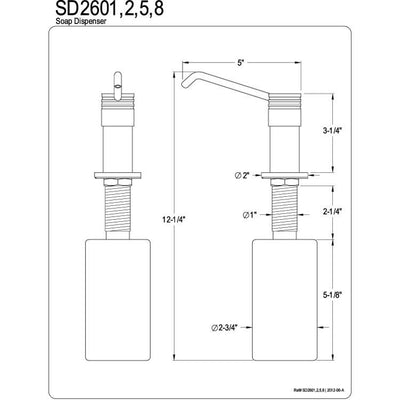 Kingston Brass Satin Nickel Milano deck mount Easy Fill Soap Dispenser SD2608