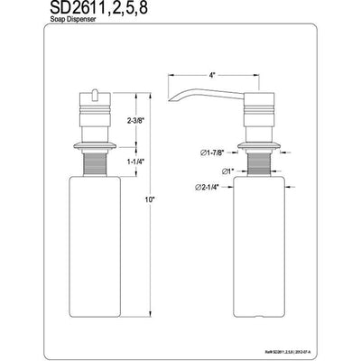 Kingston Brass Polished Brass Milano deck mount Easy Fill Soap Dispenser SD2612