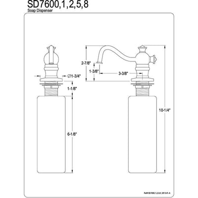 Kingston Brass Satin Nickel Vintage deck mount Easy Fill Soap Dispenser SD7608