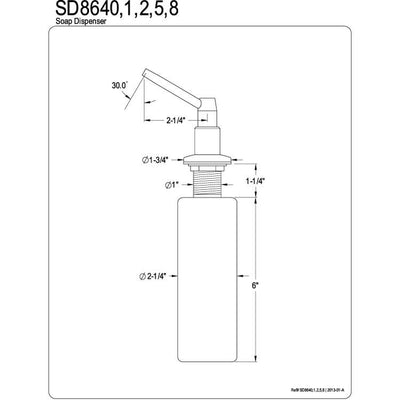 Kingston Brass Satin Nickel Elinvar deck mount Easy Fill Soap Dispenser SD8648