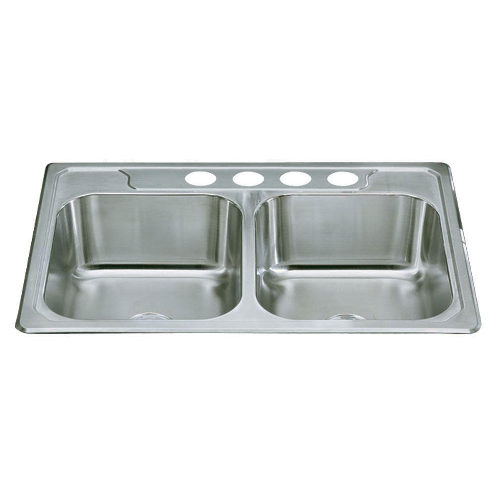 Sterling Middleton Top Mount Stainless Steel 33 inch 4-Hole Double Bowl Kitchen Sink 652188