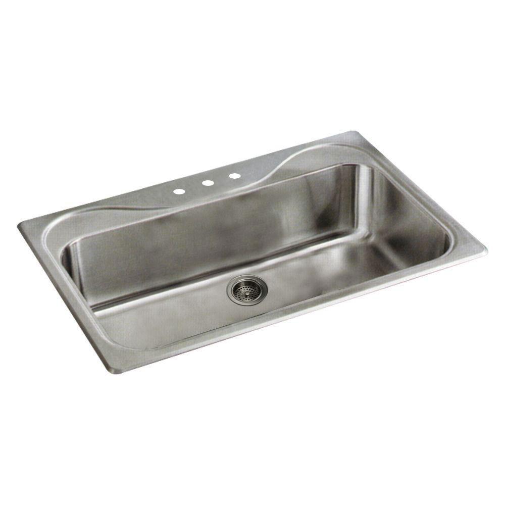 Sterling Southhaven Drop-in Stainless Steel 33x22x9 3-Hole Single Bowl Kitchen Sink 663158