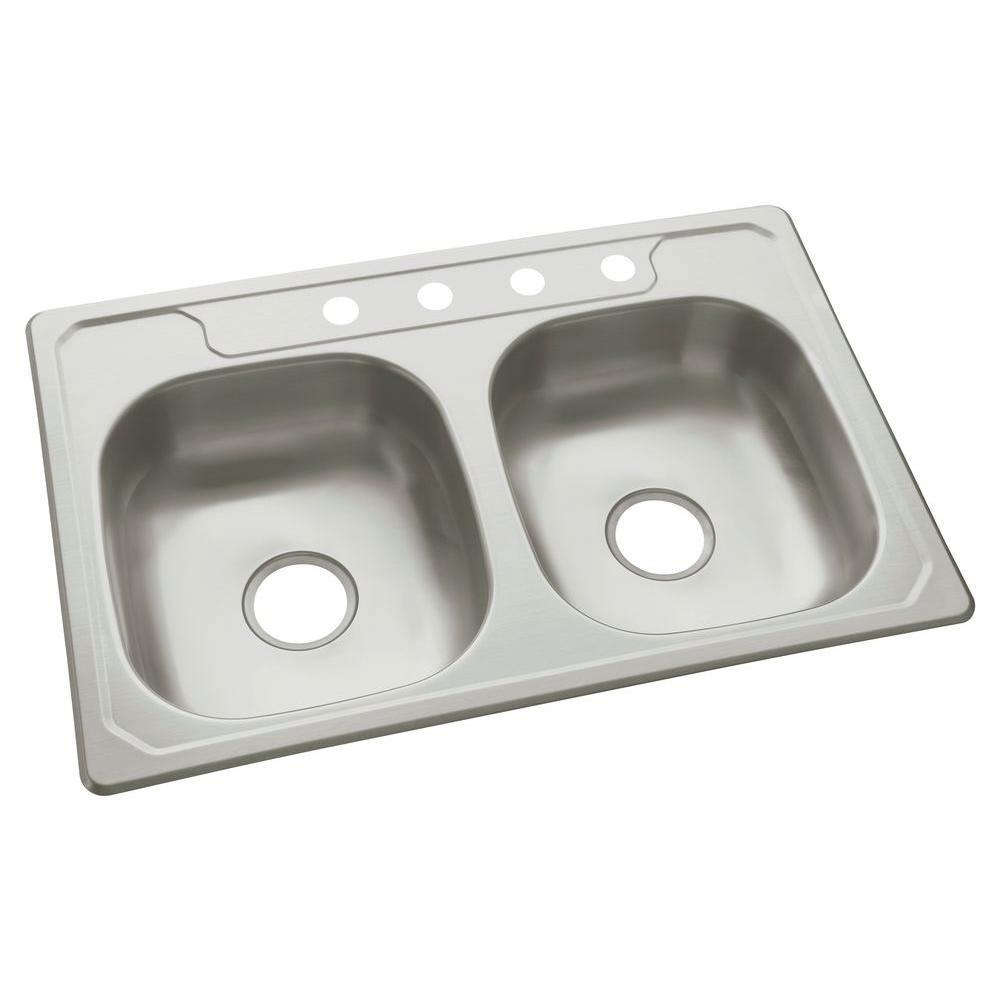 Sterling Middleton Top Mount Stainless Steel 33 inch 4-Hole Double Bowl Kitchen Sink 663891