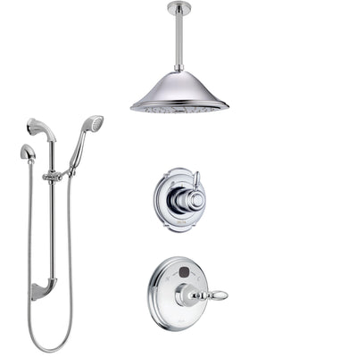 Delta Victorian Chrome Finish Shower System with Temp2O Control, 3-Setting Diverter, Ceiling Mount Showerhead, and Hand Shower with Slidebar SS1400110