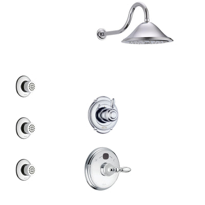 Delta Victorian Chrome Finish Shower System with Temp2O Control Handle, 3-Setting Diverter, Showerhead, and 3 Body Sprays SS140016