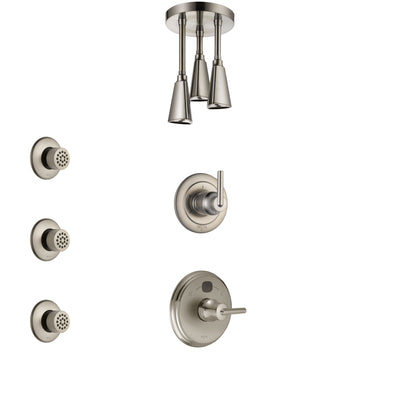 Delta Trinsic Stainless Steel Finish Shower System with Temp2O Control, 3-Setting Diverter, Ceiling Mount Showerhead, and 3 Body Sprays SS14002SS3