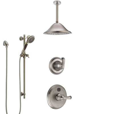 Delta Cassidy Stainless Steel Finish Shower System with Temp2O Control, Diverter, Ceiling Mount Showerhead, and Hand Shower with Slidebar SS14003SS7