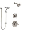 Delta Cassidy Stainless Steel Finish Shower System with Temp2O Control, 3-Setting Diverter, Showerhead, and Hand Shower with Slidebar SS14003SS9