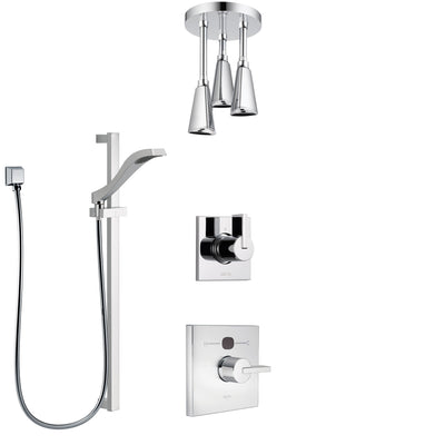 Delta Vero Chrome Finish Shower System with Temp2O Control Handle, 3-Setting Diverter, Ceiling Mount Showerhead, and Hand Shower w/ Slidebar SS140116