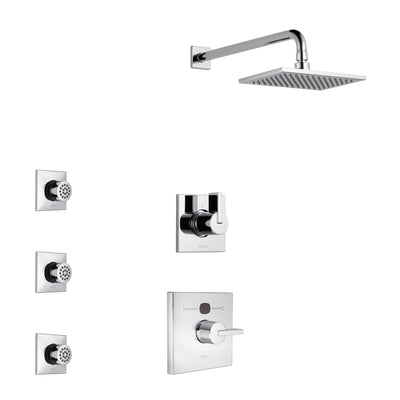 Delta Vero Chrome Finish Shower System with Temp2O Control Handle, 3-Setting Diverter, Showerhead, and 3 Body Sprays SS140119