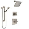 Delta Dryden Stainless Steel Finish Shower System with Temp2O Control Handle, 3-Setting Diverter, Showerhead, and Hand Shower with Grab Bar SS14011SS1