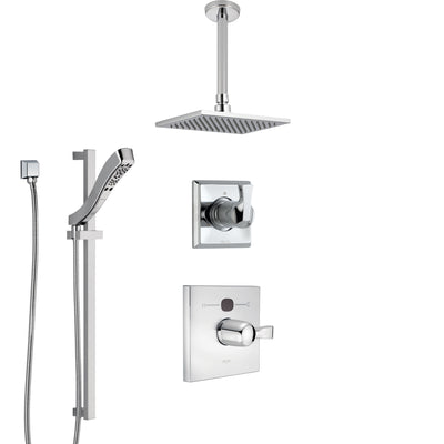 Delta Dryden Chrome Finish Shower System with Temp2O Control, 3-Setting Diverter, Ceiling Mount Showerhead, and Hand Shower with Slidebar SS140127