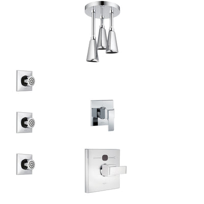 Delta Ara Chrome Finish Shower System with Temp2O Control Handle, 3-Setting Diverter, Ceiling Mount Showerhead, and 3 Body Sprays SS140133