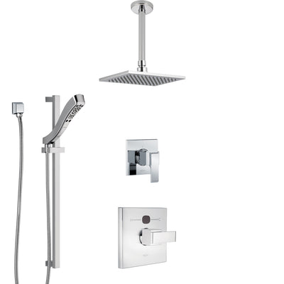 Delta Ara Chrome Finish Shower System with Temp2O Control Handle, 3-Setting Diverter, Ceiling Mount Showerhead, and Hand Shower with Slidebar SS140135