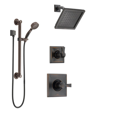 Delta Dryden Venetian Bronze Finish Shower System with Control Handle, 3-Setting Diverter, Showerhead, and Hand Shower with Grab Bar SS142511RB3