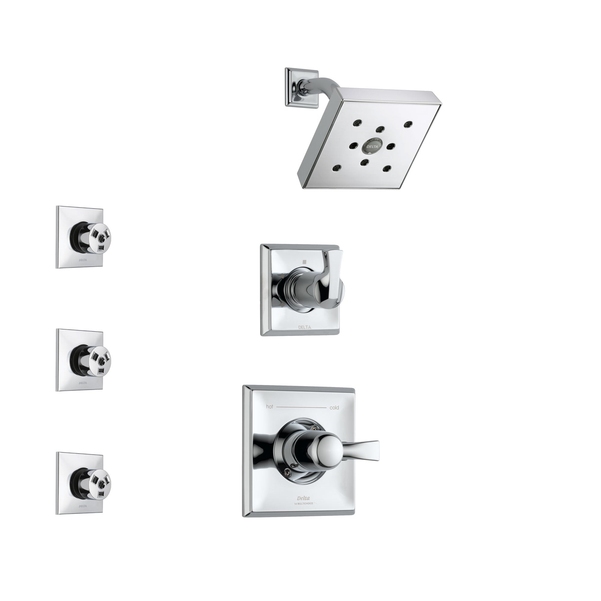 Delta Dryden Chrome Finish Shower System with Control Handle, 3-Setting Diverter, Showerhead, and 3 Body Sprays SS1425122