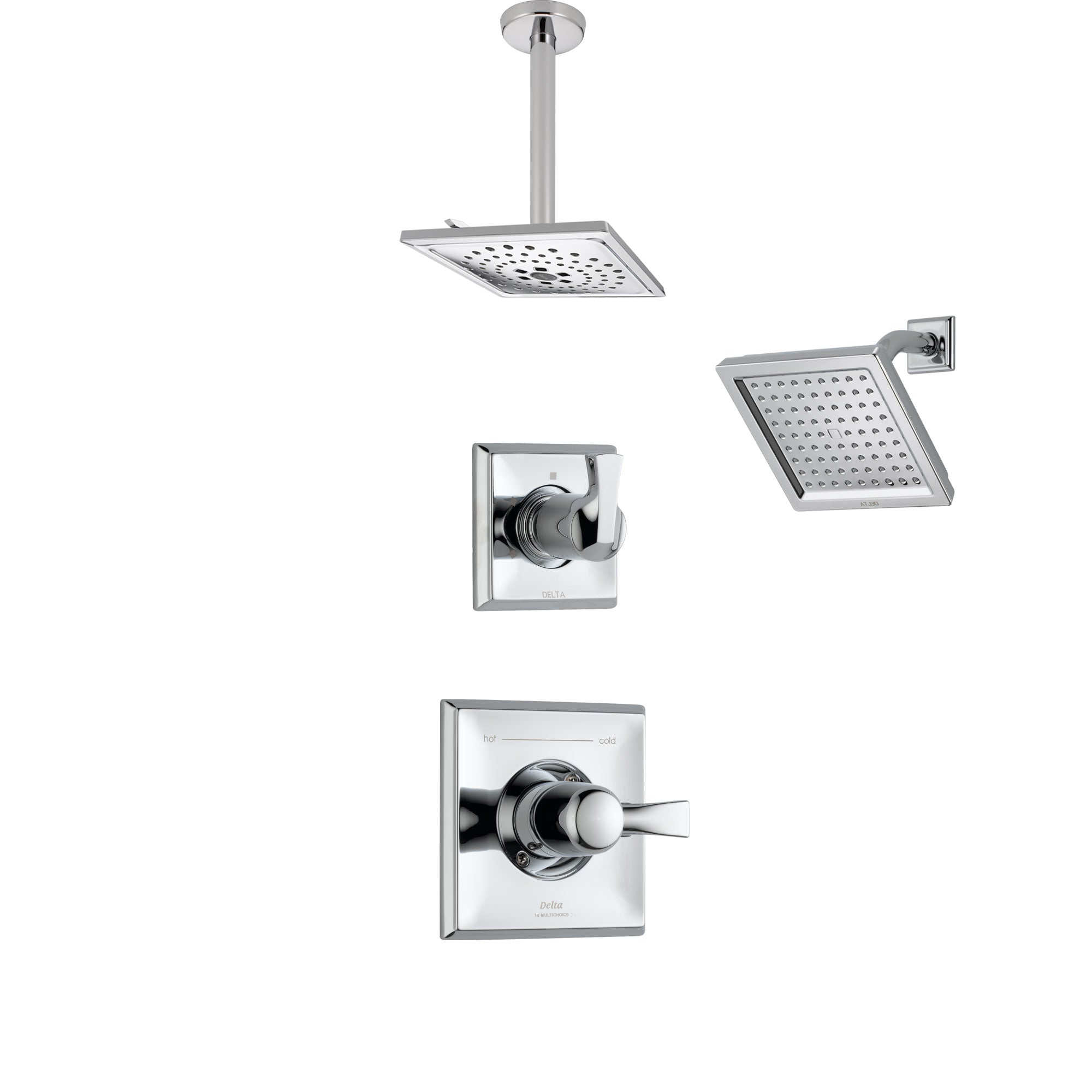 Delta Dryden Chrome Finish Shower System with Control Handle, 3-Setting Diverter, Showerhead, and Ceiling Mount Showerhead SS1425136