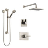 Delta Vero Stainless Steel Finish Shower System with Control Handle, 3-Setting Diverter, Showerhead, and Hand Shower with Grab Bar SS142531SS3