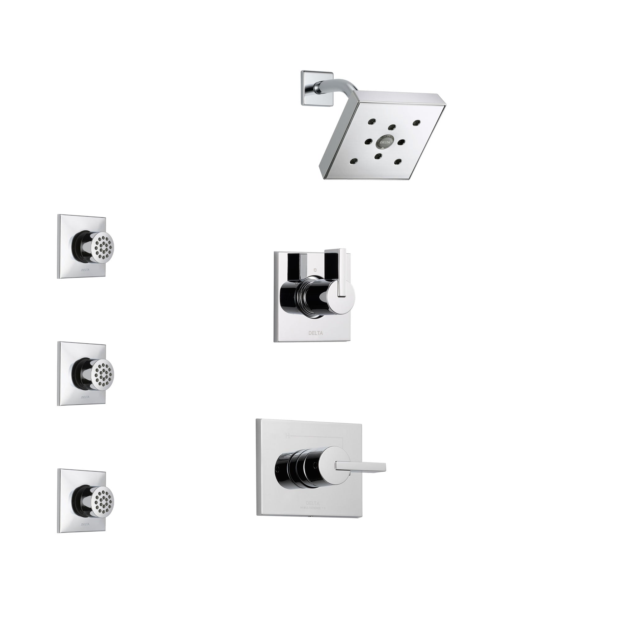 Delta Vero Chrome Finish Shower System with Control Handle, 3-Setting Diverter, Showerhead, and 3 Body Sprays SS1425321