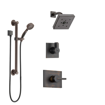 Delta Vero Venetian Bronze Finish Shower System with Control Handle, 3-Setting Diverter, Showerhead, and Hand Shower with Grab Bar SS142532RB3