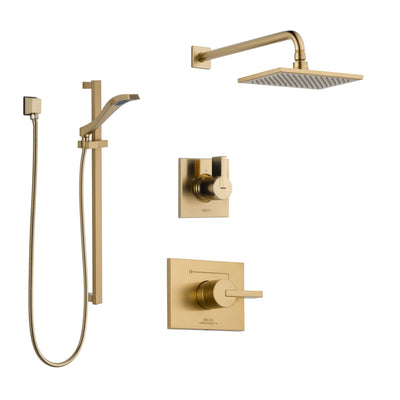 Delta Vero Champagne Bronze Finish Shower System with Control Handle, 3-Setting Diverter, Showerhead, and Hand Shower with Slidebar SS14253CZ2