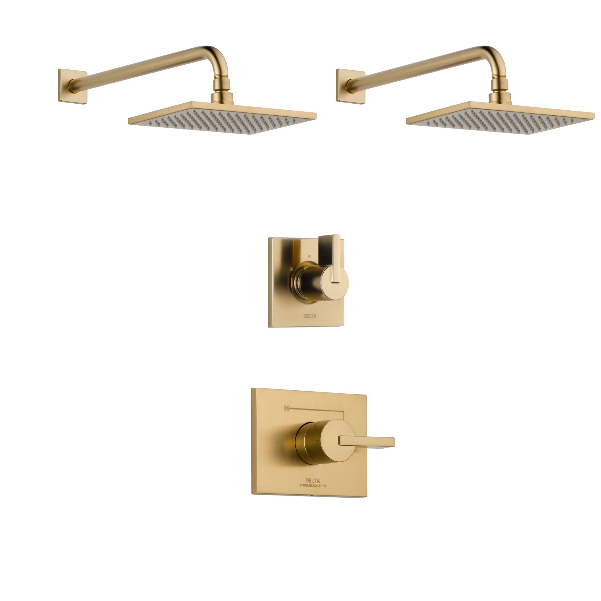 Delta Vero Champagne Bronze Finish Shower System with Control Handle, 3-Setting Diverter, 2 Showerheads SS14253CZ4