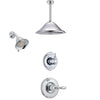 Delta Victorian Chrome Finish Shower System with Control Handle, 3-Setting Diverter, Showerhead, and Ceiling Mount Showerhead SS142555