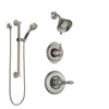 Delta Victorian Stainless Steel Finish Shower System with Control Handle, 3-Setting Diverter, Showerhead, and Hand Shower with Grab Bar SS14255SS3