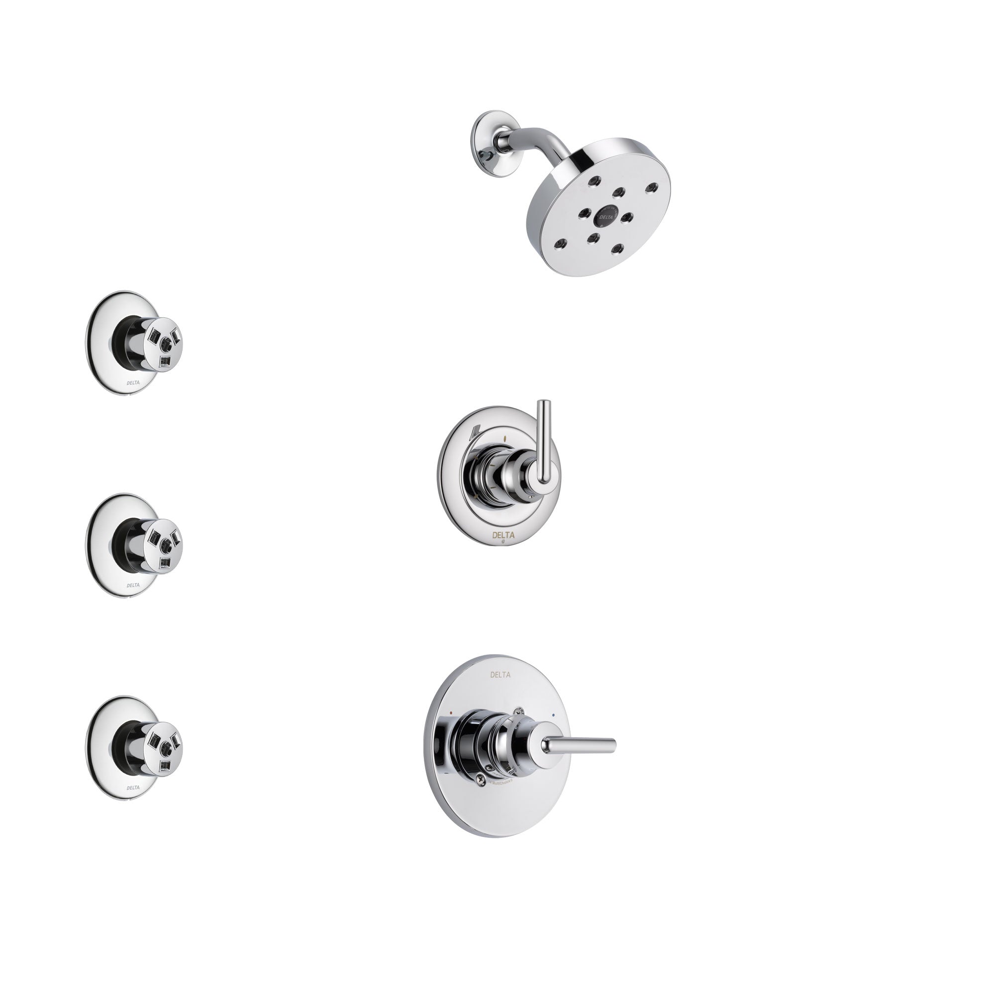 Delta Trinsic Chrome Finish Shower System with Control Handle, 3-Setting Diverter, Showerhead, and 3 Body Sprays SS1425912