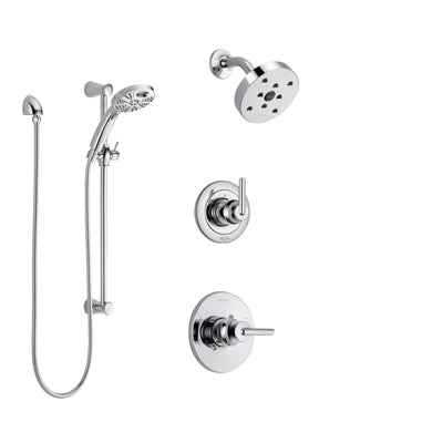 Delta Trinsic Chrome Finish Shower System with Control Handle, 3-Setting Diverter, Showerhead, and Temp2O Hand Shower with Slidebar SS1425914