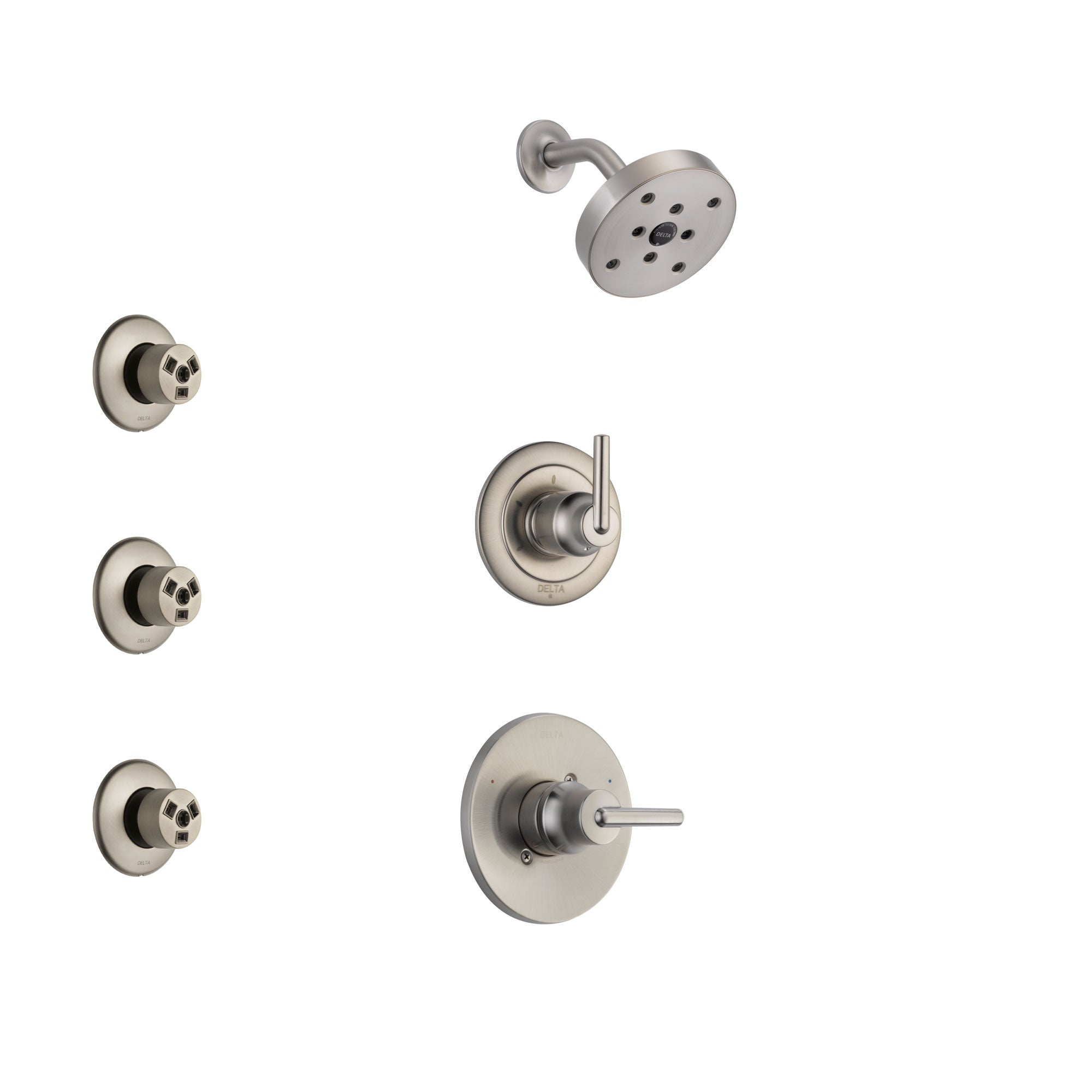 Delta Trinsic Stainless Steel Finish Shower System with Control Handle, 3-Setting Diverter, Showerhead, and 3 Body Sprays SS142591SS1