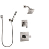 Delta Ara Stainless Steel Finish Shower System with Control Handle, 3-Setting Diverter, Showerhead, and Hand Shower with Wall Bracket SS142672SS4