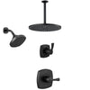 Delta Stryke Matte Black Finish Modern Diverter Shower System with Ceiling Mounted Rain Showerhead and Multi-Setting Wall Showerhead SS142763BL1