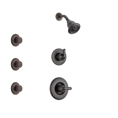 Delta Linden Venetian Bronze Finish Shower System with Control Handle, 3-Setting Diverter, Showerhead, and 3 Body Sprays SS14294RB1