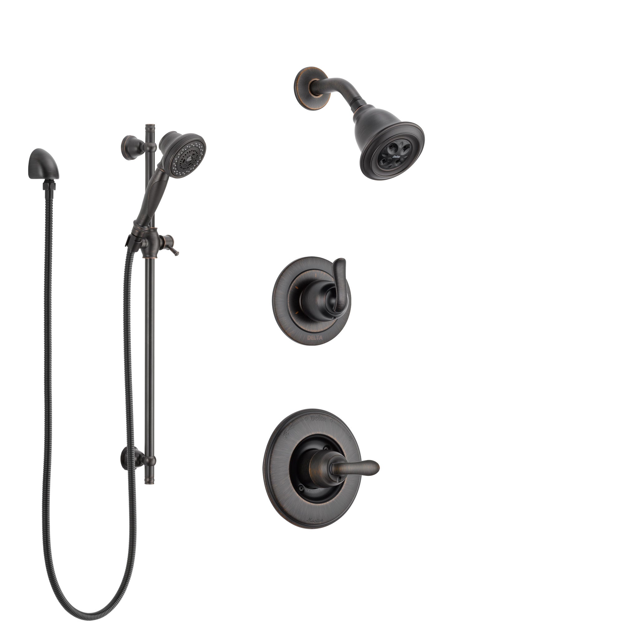 Delta Linden Venetian Bronze Finish Shower System with Control Handle, 3-Setting Diverter, Showerhead, and Hand Shower with Slidebar SS14294RB4