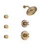 Delta Cassidy Champagne Bronze Finish Shower System with Control Handle, 3-Setting Diverter, Showerhead, and 3 Body Sprays SS142971CZ1