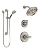 Delta Cassidy Stainless Steel Finish Shower System with Control Handle, 3-Setting Diverter, Showerhead, and Hand Shower with Grab Bar SS142971SS3