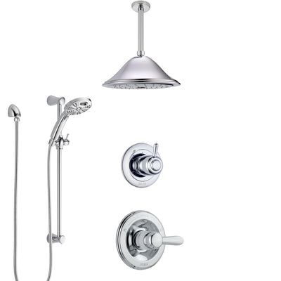 Delta Lahara Chrome Finish Shower System with Control Handle, 3-Setting Diverter, Ceiling Mount Showerhead, & Temp2O Hand Shower with Slidebar SS14386