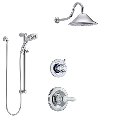 Delta Lahara Chrome Finish Shower System with Control Handle, 3-Setting Diverter, Showerhead, and Temp2O Hand Shower with Slidebar SS14387