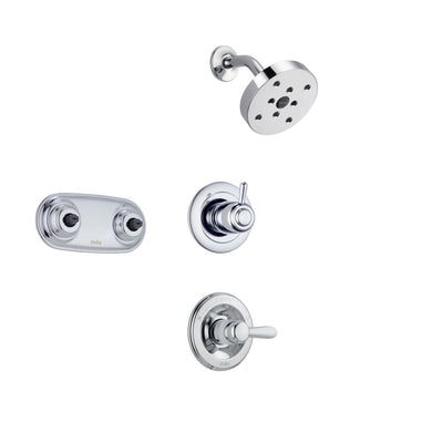 Delta Lahara Chrome Shower System with Normal Shower Handle, 3-setting Diverter, Modern Round Showerhead, and Dual Body Spray Plate SS143884