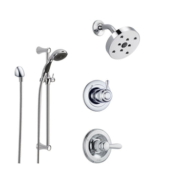 Delta Lahara Chrome Shower System with Normal Shower Handle, 3-setting Diverter, Modern Round Showerhead, and Handheld Shower SS143885