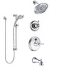 Delta Cassidy Chrome Finish Tub and Shower System with Temp2O Control Handle, 3-Setting Diverter, Showerhead, and Hand Shower with Slidebar SS144004