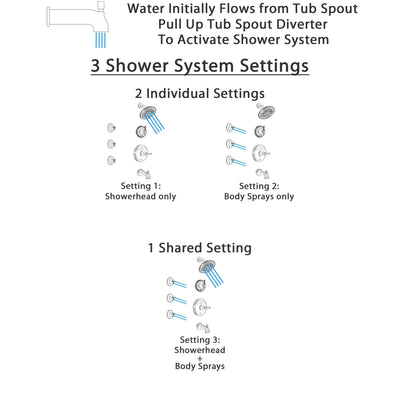 Delta Cassidy Stainless Steel Finish Tub and Shower System with Temp2O Control Handle, 3-Setting Diverter, Showerhead, and 3 Body Sprays SS14400SS1