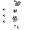 Delta Cassidy Stainless Steel Finish Tub and Shower System with Temp2O Control Handle, 3-Setting Diverter, Showerhead, and 3 Body Sprays SS14400SS2