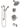 Delta Cassidy Stainless Steel Finish Tub and Shower System with Temp2O Control Handle, Diverter, Showerhead, and Hand Shower with Grab Bar SS14400SS3